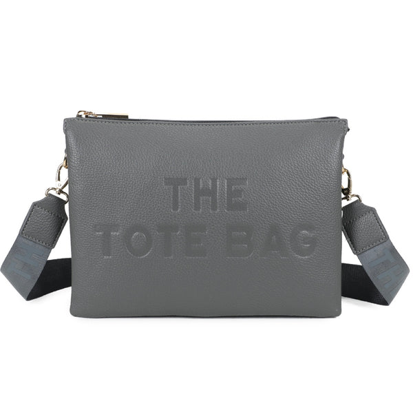 Tote crossbody bag with triple compartments-Grey