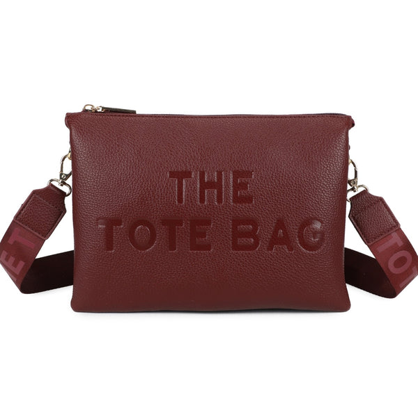 Tote crossbody bag with triple compartments-Burgundy