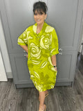 Rio Italian Linen pocket dress-Lime
