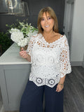 White crochet top with vest