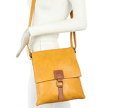 Mustard two compartment satchel bag