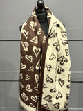 Cashmere blend reversible heart scarf-Chocolate