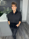 Sloane soft  scuba sequin hoody-Black