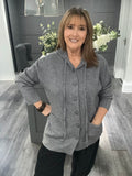 Italian cashmere blend hooded cardigan-Grey
