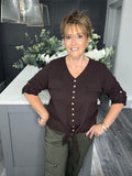 Chocolate V neck tie top