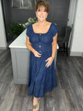 Chambray denim midi dress-Dark denim