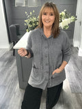 Italian cashmere blend hooded cardigan-Grey