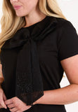 Embellished bow T-shirt-Black