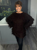 Chocolate shaggy soft chunky jumper