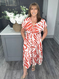 Zebra midi dress-Red