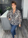 Ruffle front blouse-Black