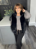 Pelted faux fur gilet-Black