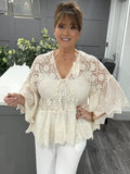 Alexa crochet lace shrug/cardigan-Beige
