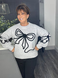 Soft and cosy Bow jumper-Grey