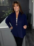 Super soft ribbed star cardigan-Navy