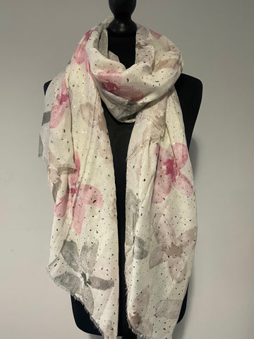 Spring flower scarf in pink multi