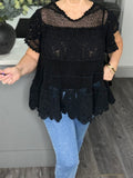 Sadie crochet top with vest-Black