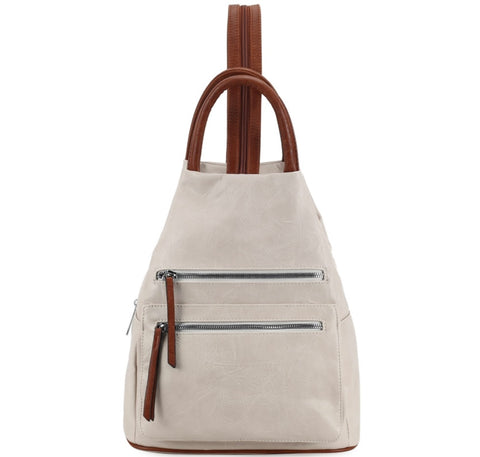 Front pocket triangular backpack- Beige