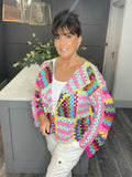 Rainbow crochet cardigan