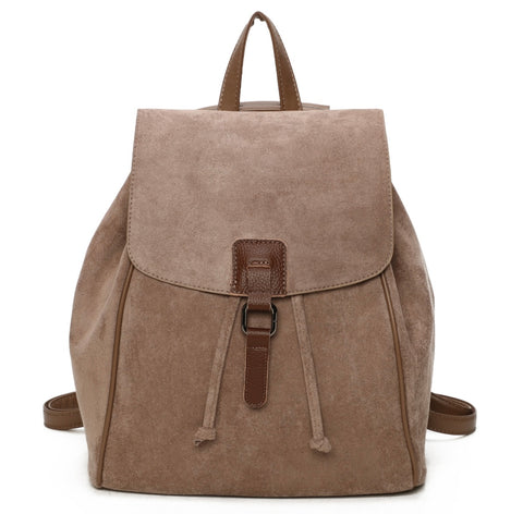 Large backpack in Lux faux suede-Mocha