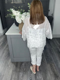 Fern paisley embroidered top-White