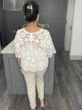 Lace crochet cardigan-White