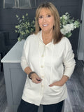 Italian cashmere blend hooded cardigan-Winter white