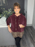 Lora leopard velour hoody-Plum