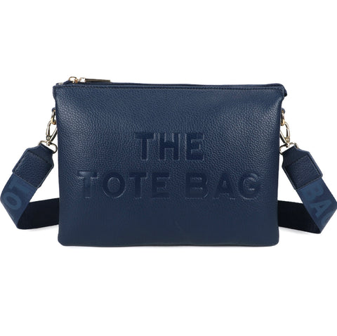 Tote crossbody bag with triple compartments-Navy