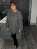 Grey shaggy soft chunky jumper