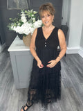 Italian lace peplum vest top-Black