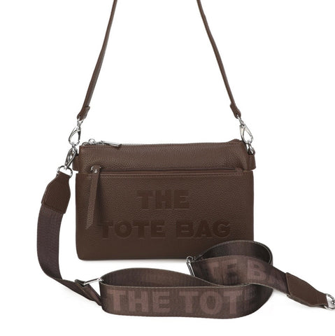 Chocolate multi compartment Tote crossbody bag