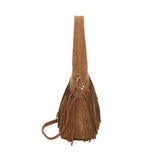 Faux suede tassel Hobo bag-Tan