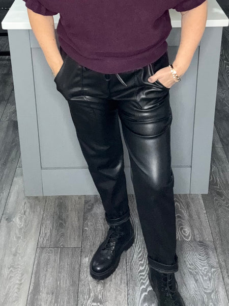 Black Pu joggers