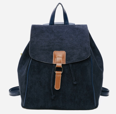Large backpack in Lux faux suede-Navy