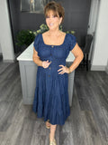 Chambray denim midi dress-Dark denim