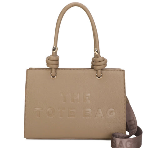 Knotted handle Tote bag-Beige
