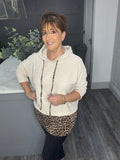 Lora leopard velour hoody-Beige