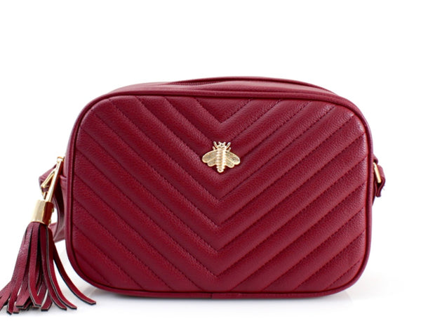 Merlot quilted crossbody bag