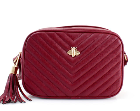 Merlot quilted crossbody bag