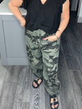 Denim camo barrel leg trouser-Khaki