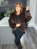 Luxe animal hooded chocolate faux fur