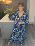 Tia dress-Blue abstract
