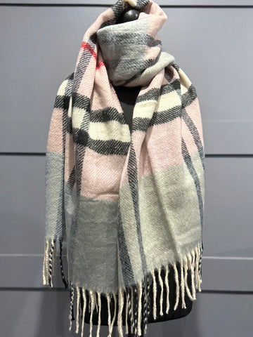 Cashmere blend chunky scarf-Pink mix