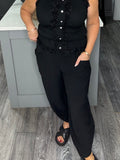Front pocket tulip barrel leg trousers
