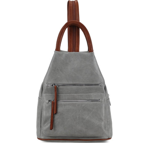 Front pocket triangular backpack-Grey