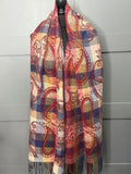 Winter paisley print reversible scarf-Berry