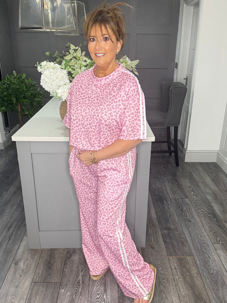 Leopard stripe Co-ord set-Pink
