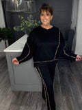 Scuba leopard trim 2 piece-Black