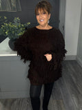 Chocolate shaggy soft chunky jumper